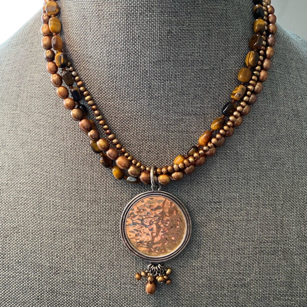 Silpada pearl and tiger eye necklace